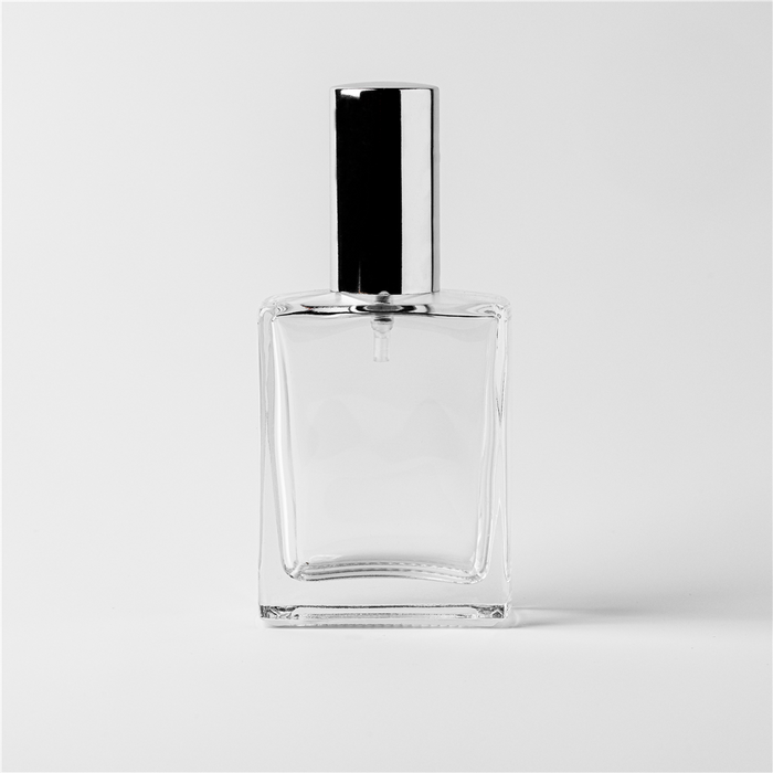 1.69 oz Clear Glass Perfume Bottle with Silver Spray Top