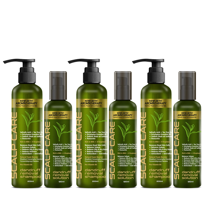 Anti Dandruff Treatment Kit–Shampoo & Solution with Salicylic, Tea Tree & Pentavitin - Keya Seth Aromatherapy