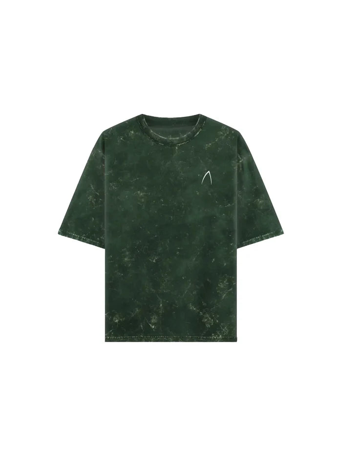 Arya Bottle Green Oversized Zodiac Gemini Print Half Sleeve Cotton T-Shirt