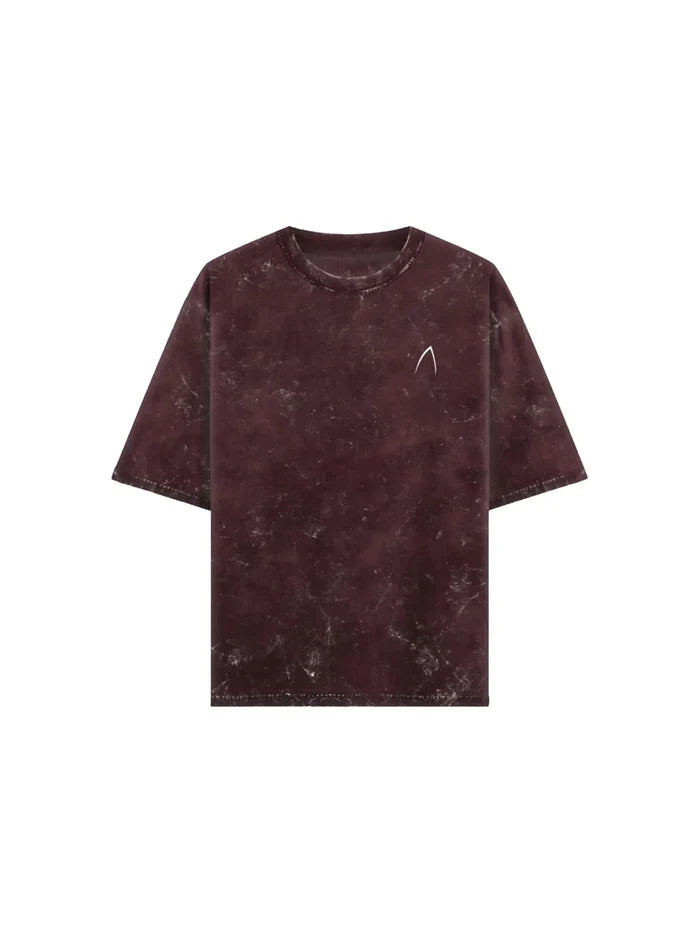 Arya Maroon Oversized Zodiac Leo Print Half Sleeve Cotton T-Shirt