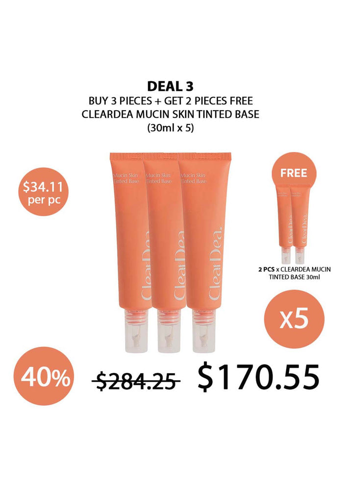 (BUY 3+2 FREE) CLEARDEA MUCIN SKIN TINTED BASE