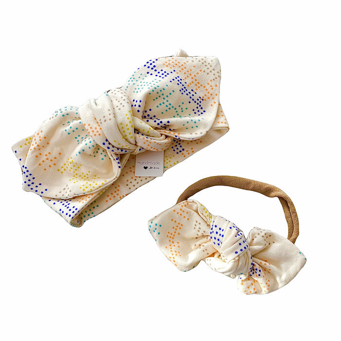 Colorful Tiny Dots on Cream Headbands