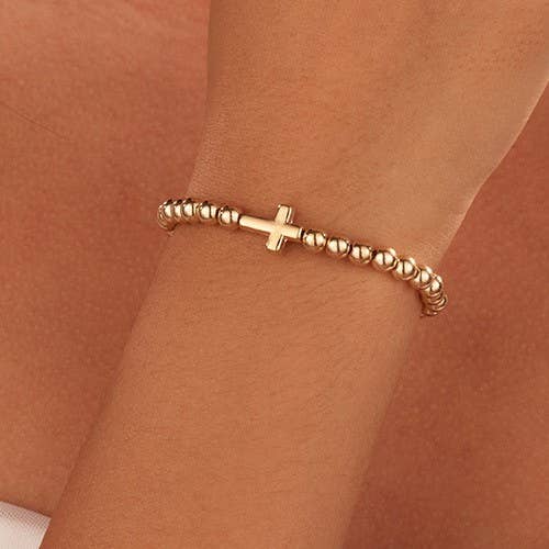 CROSS BALL CHAIN BRACELET Gold