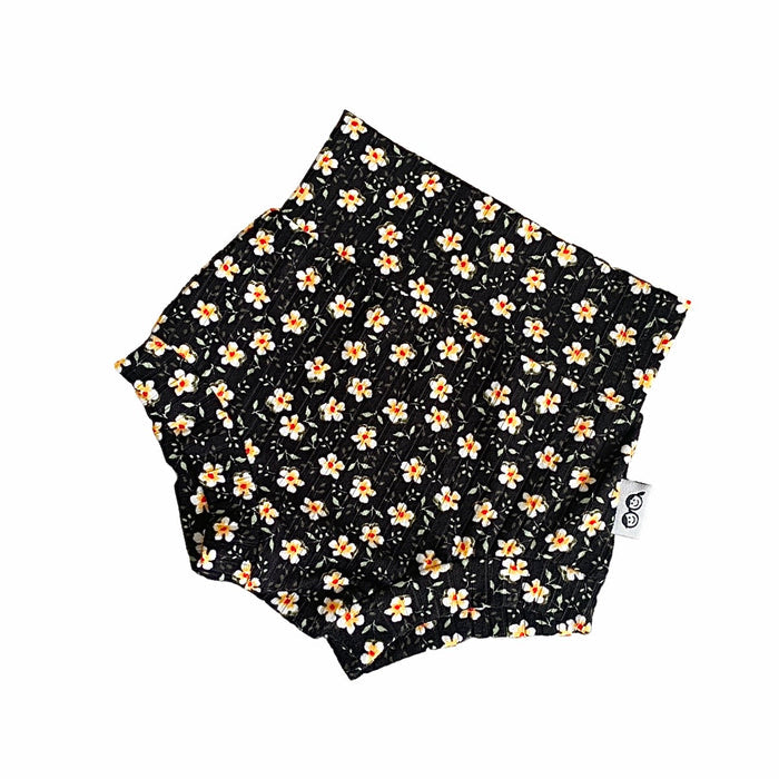 Dainty Floral Black Ribbed Bummies