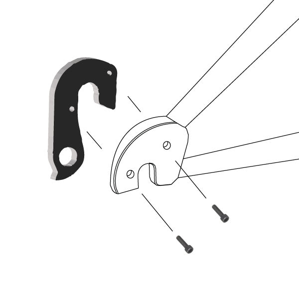 Hanger #12 attaches to the frame's rear dropout from the inside, or hub side using two M3x10 socket head screws.
