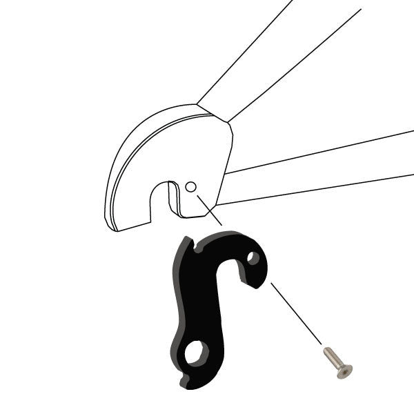 Hanger #22 attaches to the rear dropout from the outside or derailleur side using one M4x10 screw.