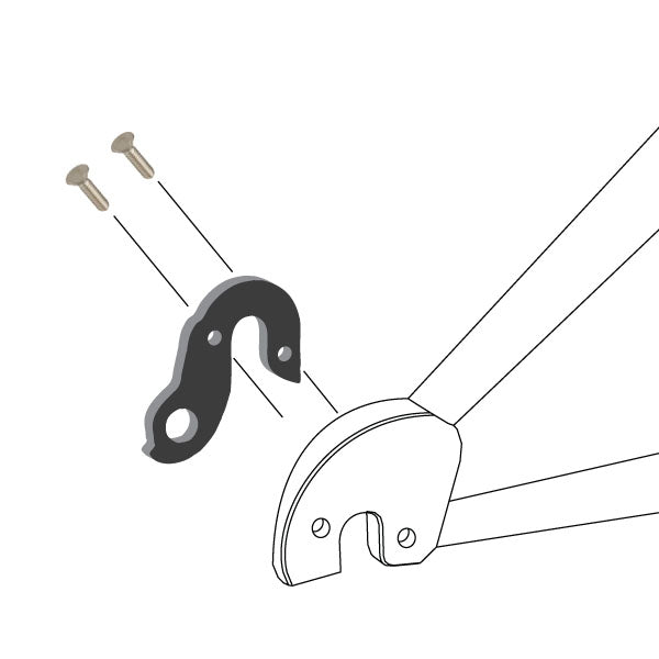Hanger #63 attaches to the frame's rear dropout from the inside or hub side using two M3x10 screws