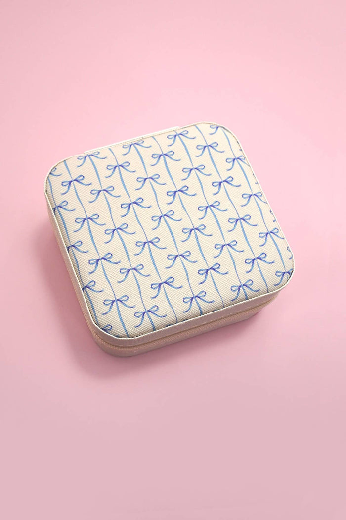 DESIGNED JEWELRY ORGANIZER TRAVEL BOX CASE |BOW LT PINK