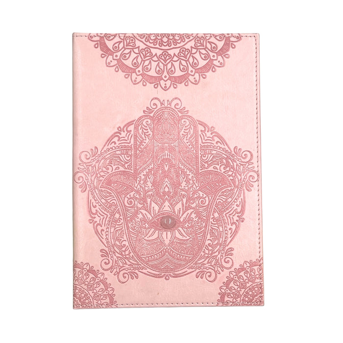 Pink Hamsa Journal on a white background