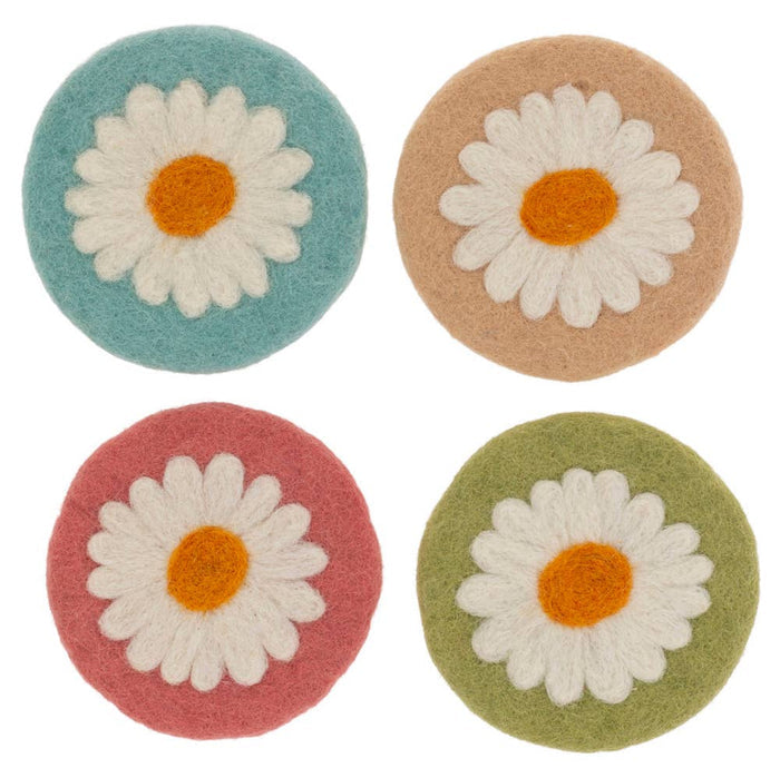 Felted Daisy Coasters Set of 4