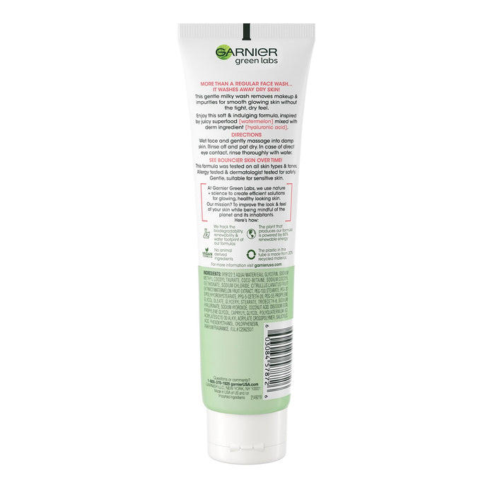 Garnier Green Labs Hyalu-Melon Smoothing Milky Washable Cleanser 4.4oz - ikatehouse