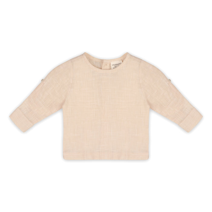 Gingham Overall & Plain Slub Shirt SET (Organic)
