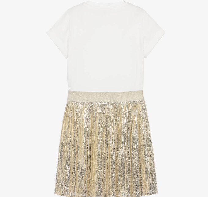 MICHAEL KORS Girls Gold Sequin Cotton & Tulle Dress