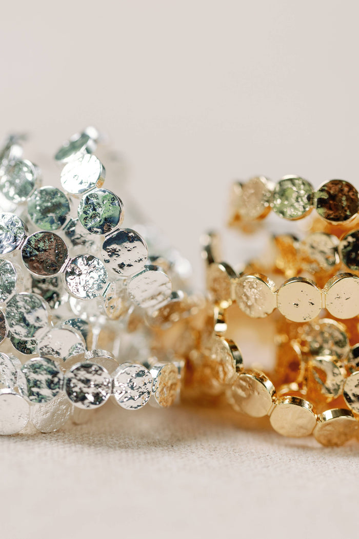 Hammered Gold Scalloped Hoop Earrings