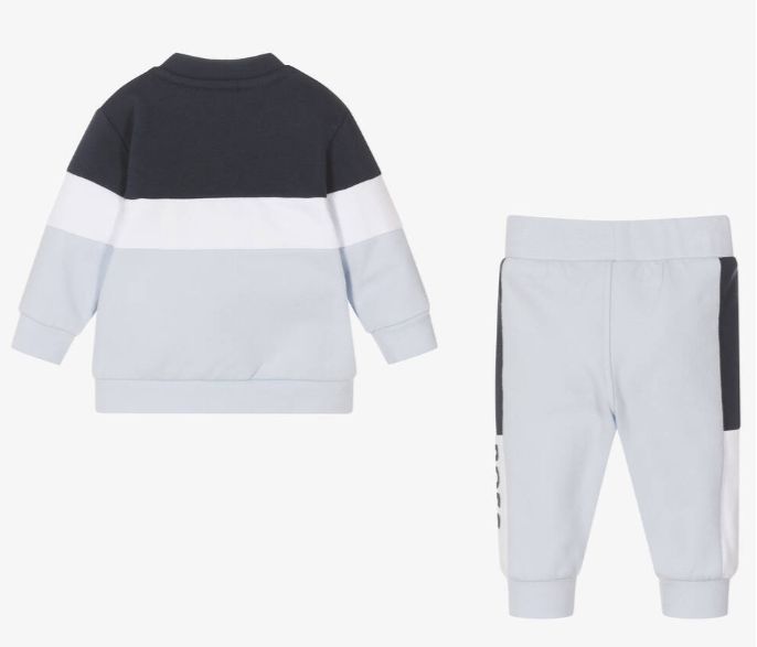 HUGO BOSS Baby Boys Blue Cotton Logo Tracksuit