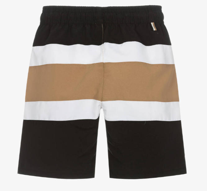 HUGO BOSS Boys Black Striped Swim Shorts