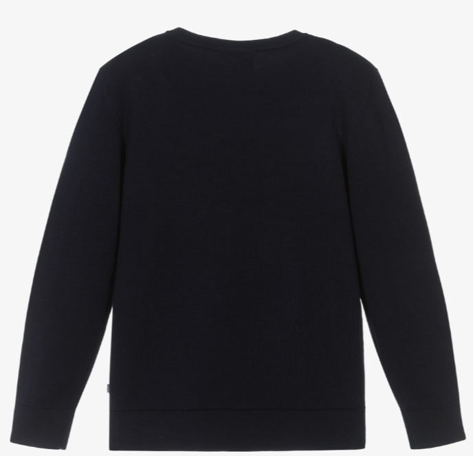 HUGO BOSS Boys Blue Cotton Sweater