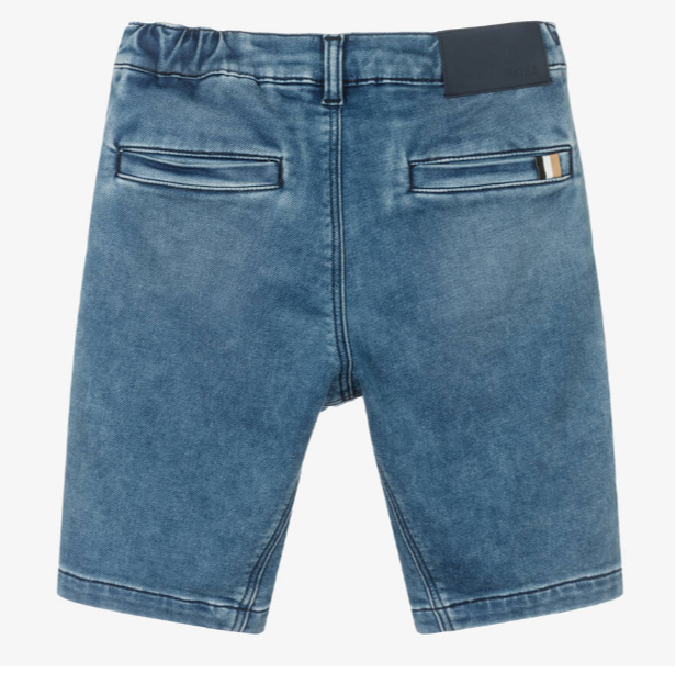 HUGO BOSS Boys Blue Jersey Denim Shorts