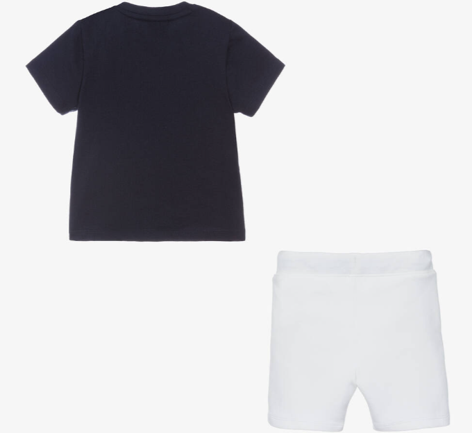 HUGO BOSS Boys Navy Blue & White Cotton Shorts Set