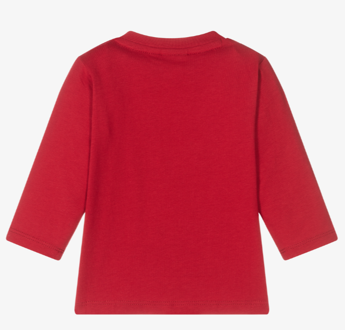 HUGO BOSS Boys Red Cotton Logo Top