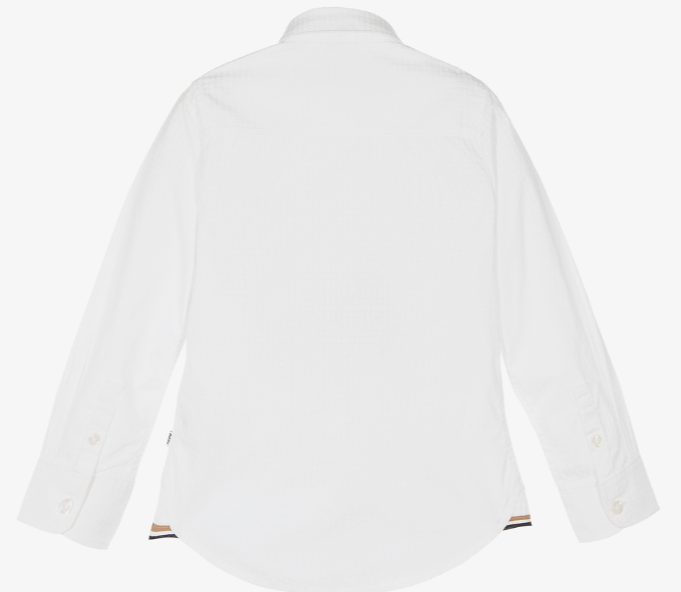 HUGO BOSS Boys White Cotton Logo Shirt