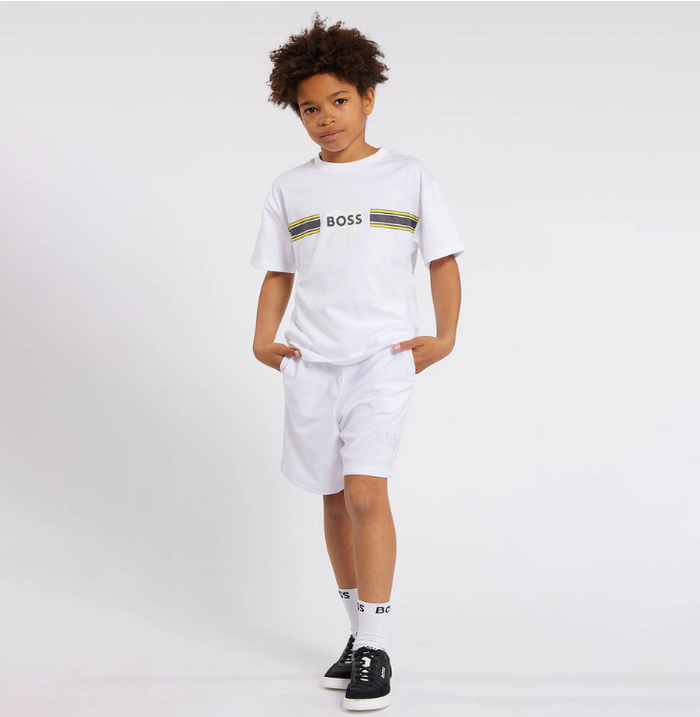 HUGO BOSS Boys White Cotton T-Shirt