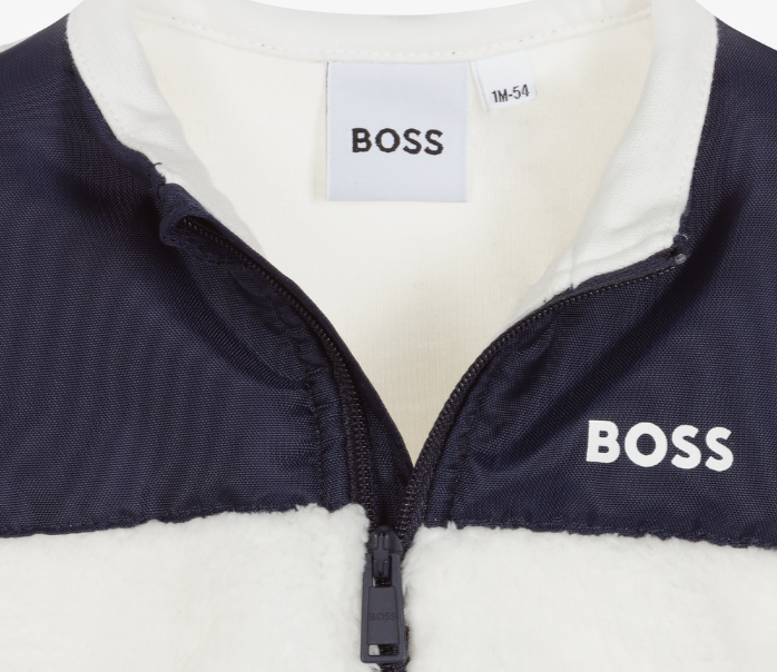 HUGO BOSS Ivory Faux Fur Zip-Up Baby Top