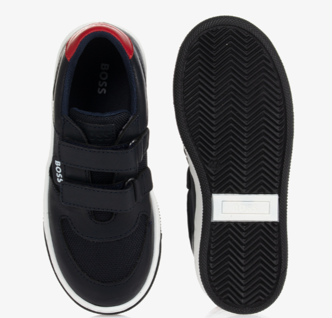 HUGO BOSS Navy Blue Leather Trainers