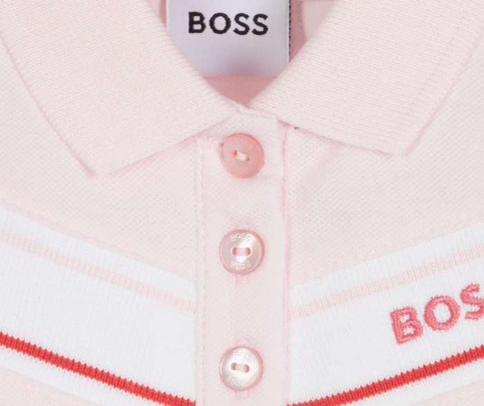 HUGO BOSS Pink Velour Polo Babygrow