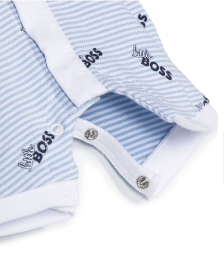 HUGO BOSS striped logo-print polo romper