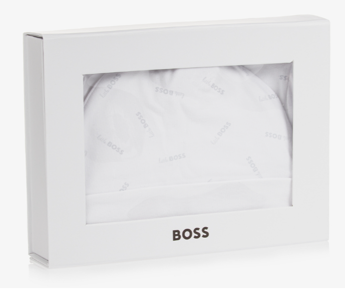 HUGO BOSS White Cotton Babygrow & Hat Set