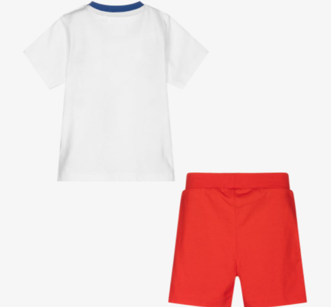 HUGO BOSS White & Red Logo Shorts Set