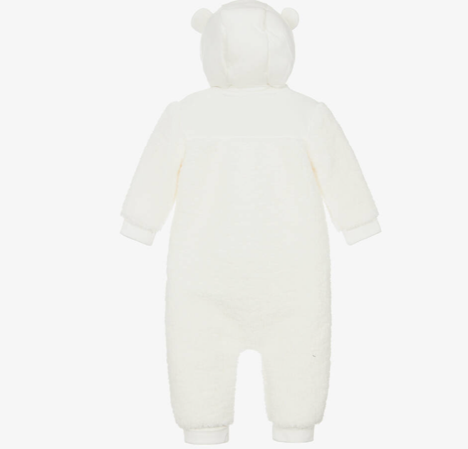 HUGO BOSS White Teddy Fleece Hooded Pramsuit