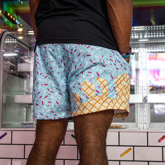 Cotton Candy Ice Cream Blue Baseball Mesh Shorts