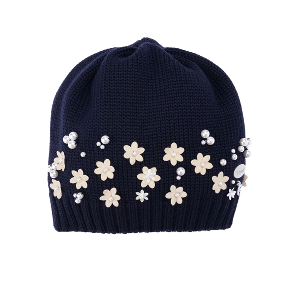 IL TRENINO NAVY WOOL GIRL HAT
