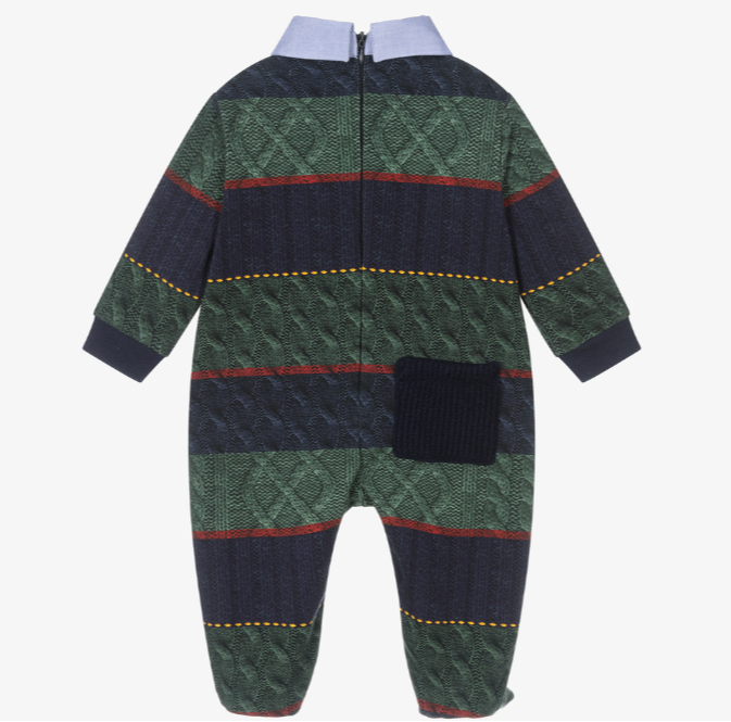 LAPIN HOUSE Boys Green & Blue Babygrow