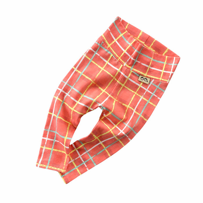 Large Squares on Coral Leggings
