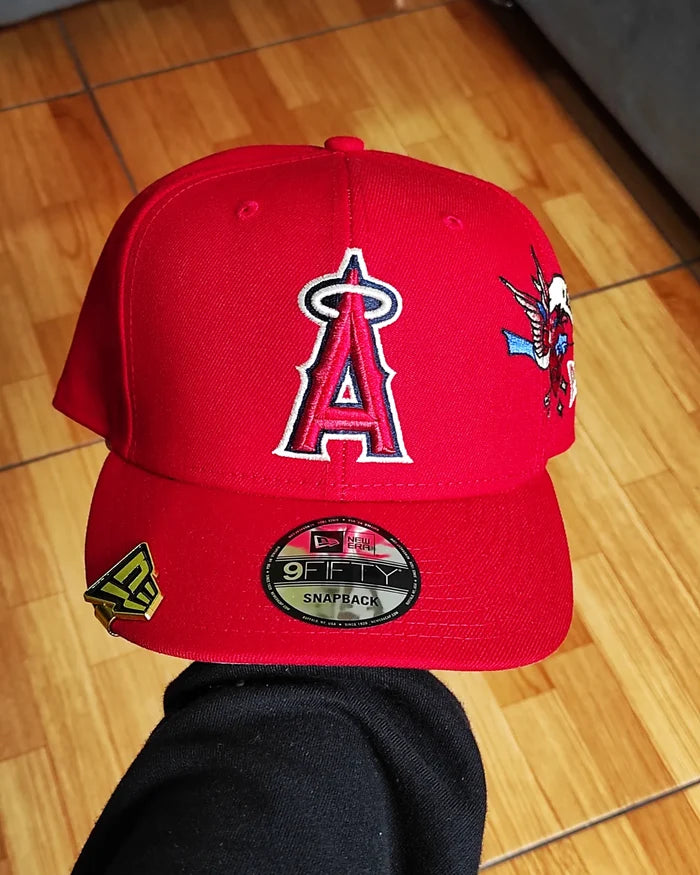 Los Angeles Angels Gray Bottom City Art Side Patch New Era 9Fifty Snapback - Red