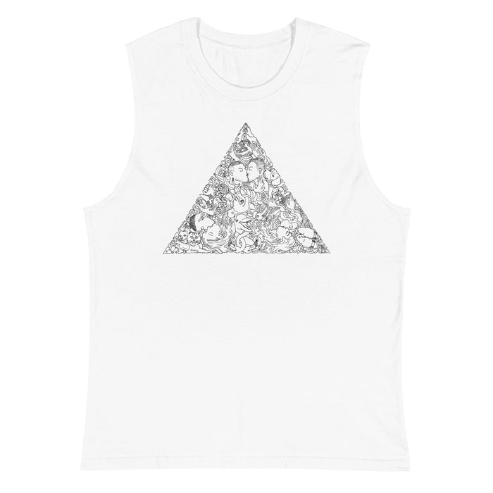 Brian Kenny Love Triangle Black Print Sleeveless T-Shirt