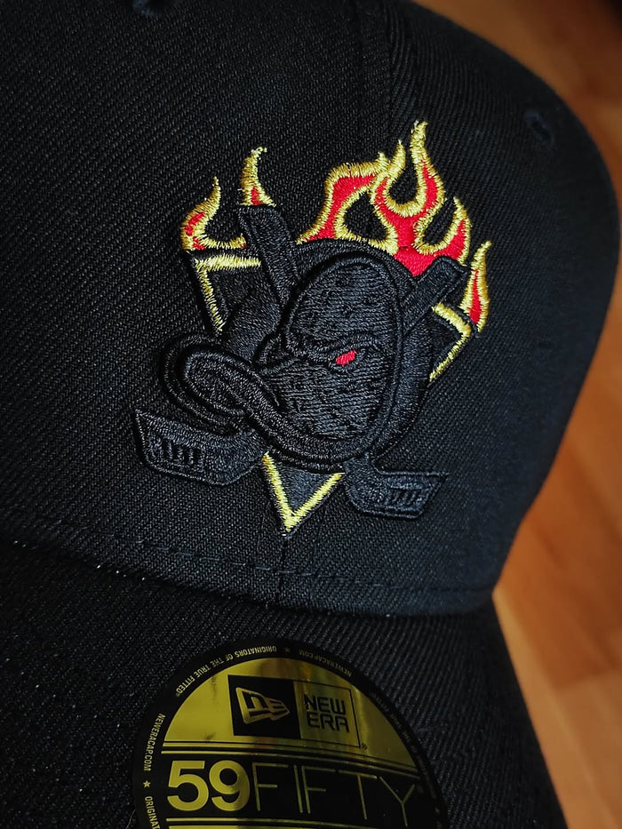 New Era Anaheim Ducks Inaugural Season Black Out Fire Edition 59Fifty Fitted Hat