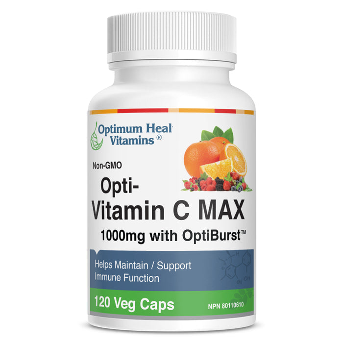 Bottle of Optimum Health Vitamins Opti-Vitamin C MAX with Opti Burst 120 Veg Caps