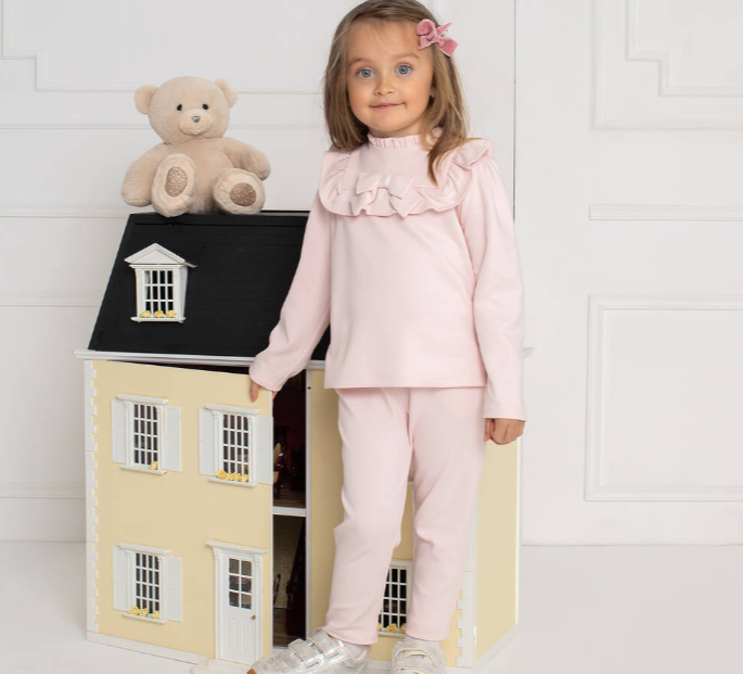 PATACHOU Girls Pink Cotton Jersey Trouser Set