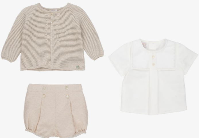 PAZ RODRIGUEZ Baby Boys Beige Shorts Set