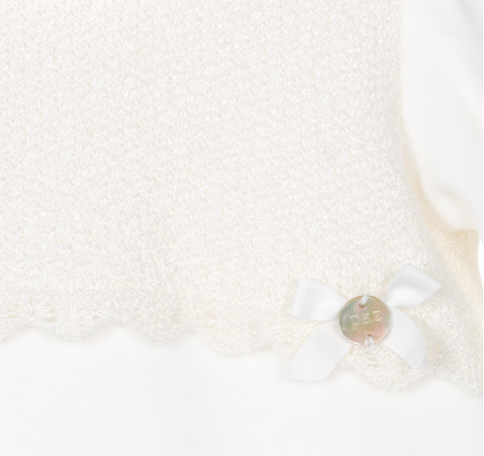 PAZ RODRIGUEZ Ivory Velour Babygrow
