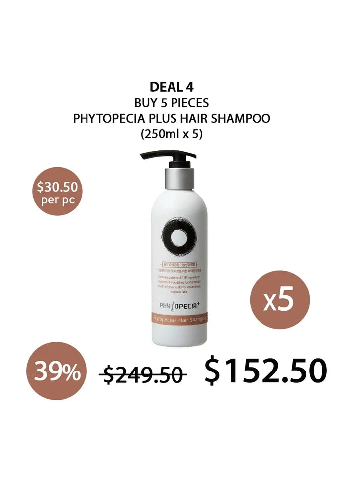 (BUY 5 SMALL) 250ml PHYTOPECIA PLUS HAIR SHAMPOO