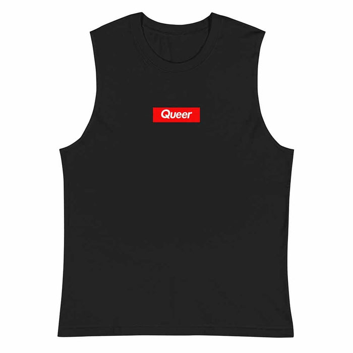 Queer Sleeveless unisex muscle T-Shirt black