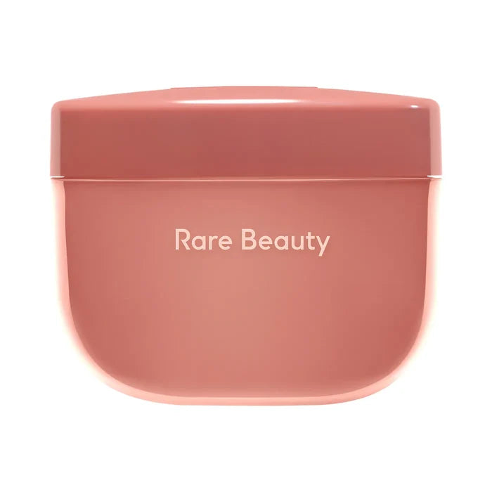 Rare Beauty Find Comfort Bouncy Body Cream with Hyaluronic Acid, featuring a sleek jar with a smooth, hydrating body cream inside.
