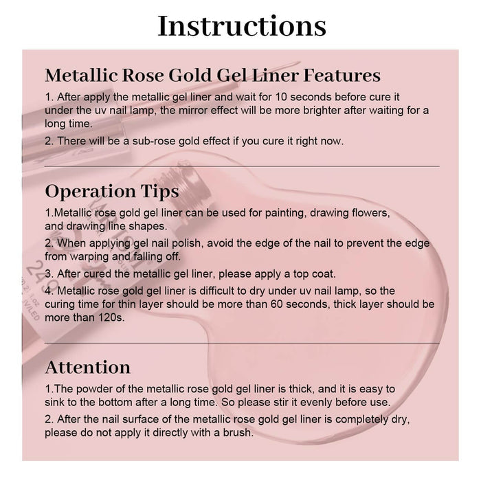 Rose Gold Mirror Chrome Metal Painting Gel 8ml