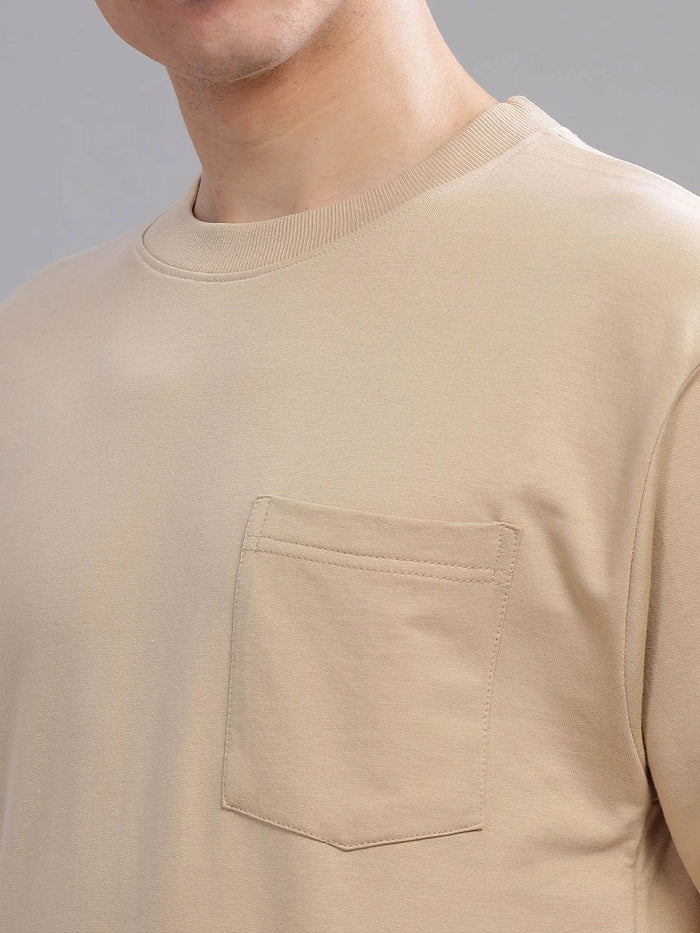 Silisoul Beige Oversized Fit Pure Cotton Short Sleeves T-Shirt