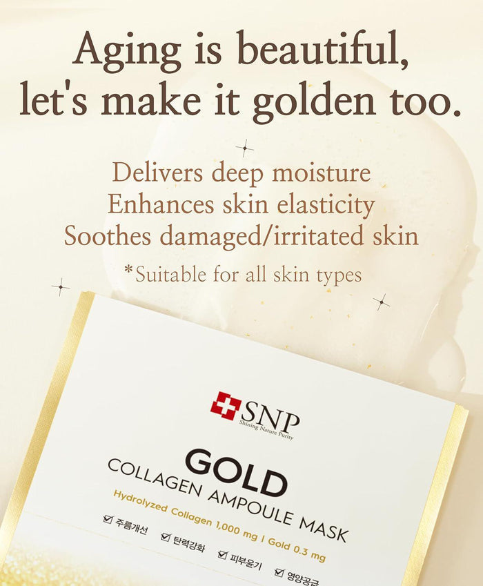 SNP Gold Collagen Ampoule Mask 10 pcs